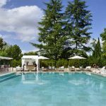 The heated outdoor pool at Villa Cora in Florence.