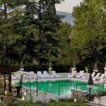 The pool at Villa Cora with Villa Eugenia to the right.