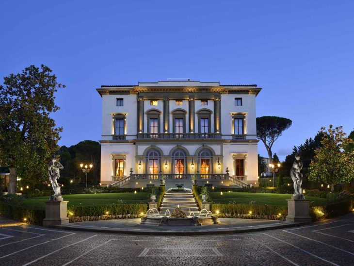 The facade of spectacular Villa Cora in Florence.