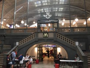 The entrance to SJ First Class Lounge at Stockholm Central Station.