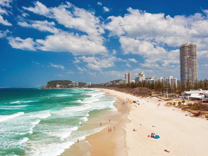 The beach in Gold Coast, Australia.