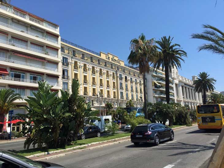 Facade of Hotel Le Royal Promenade in Nice.