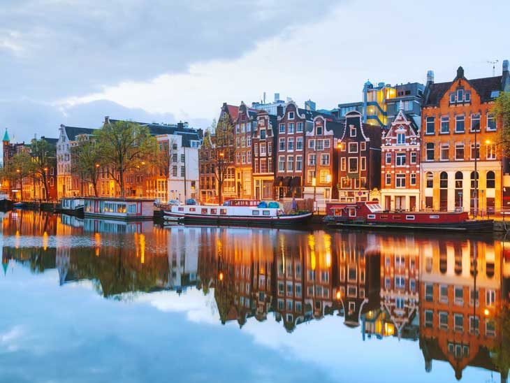 Amsterdam at dusk.