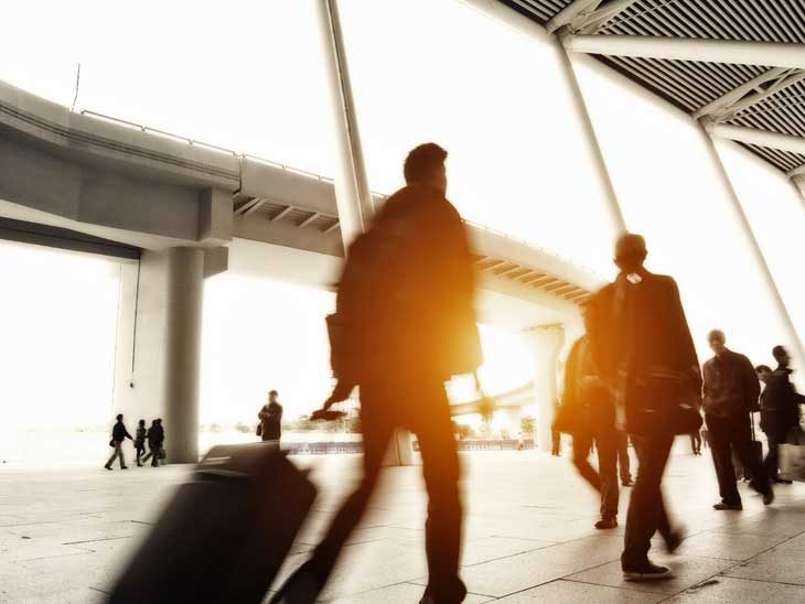 busy airport people walking