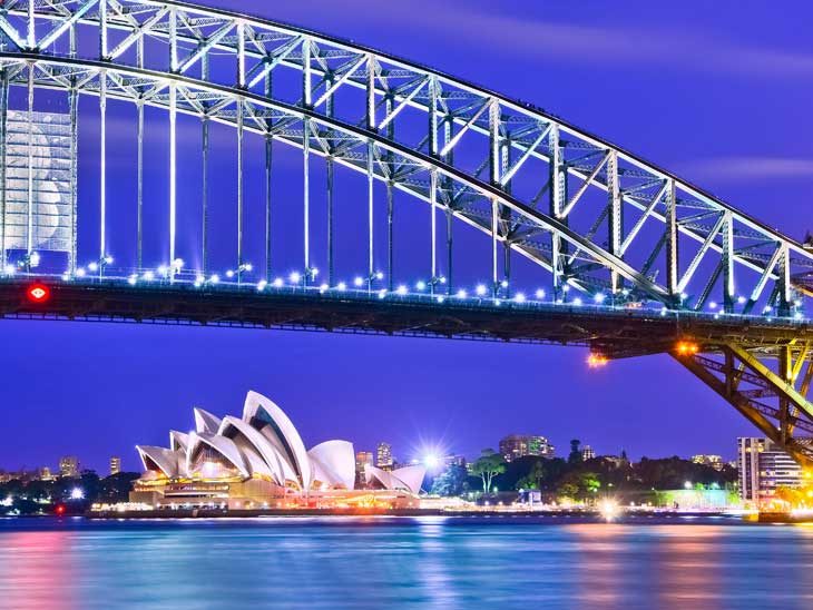 Sydney Harbor at night.