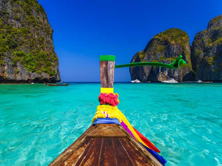 Long tail boat in Phuket archipelago.