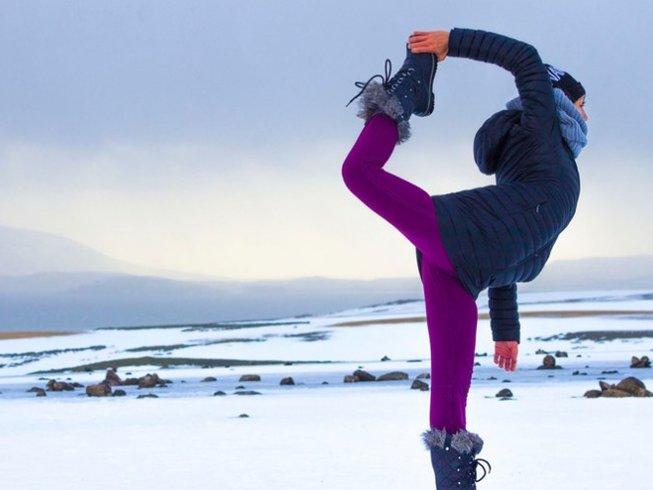 Winter yoga in Iceland.