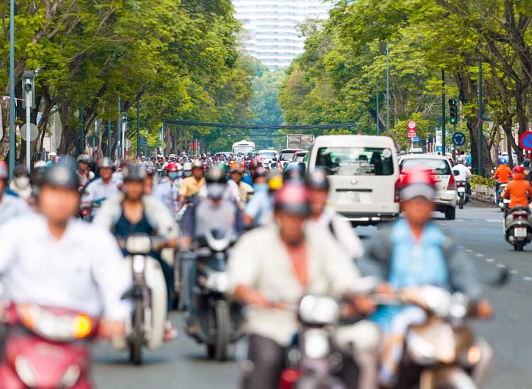 Busy street in Ho Chi Minh City, Vietnam.